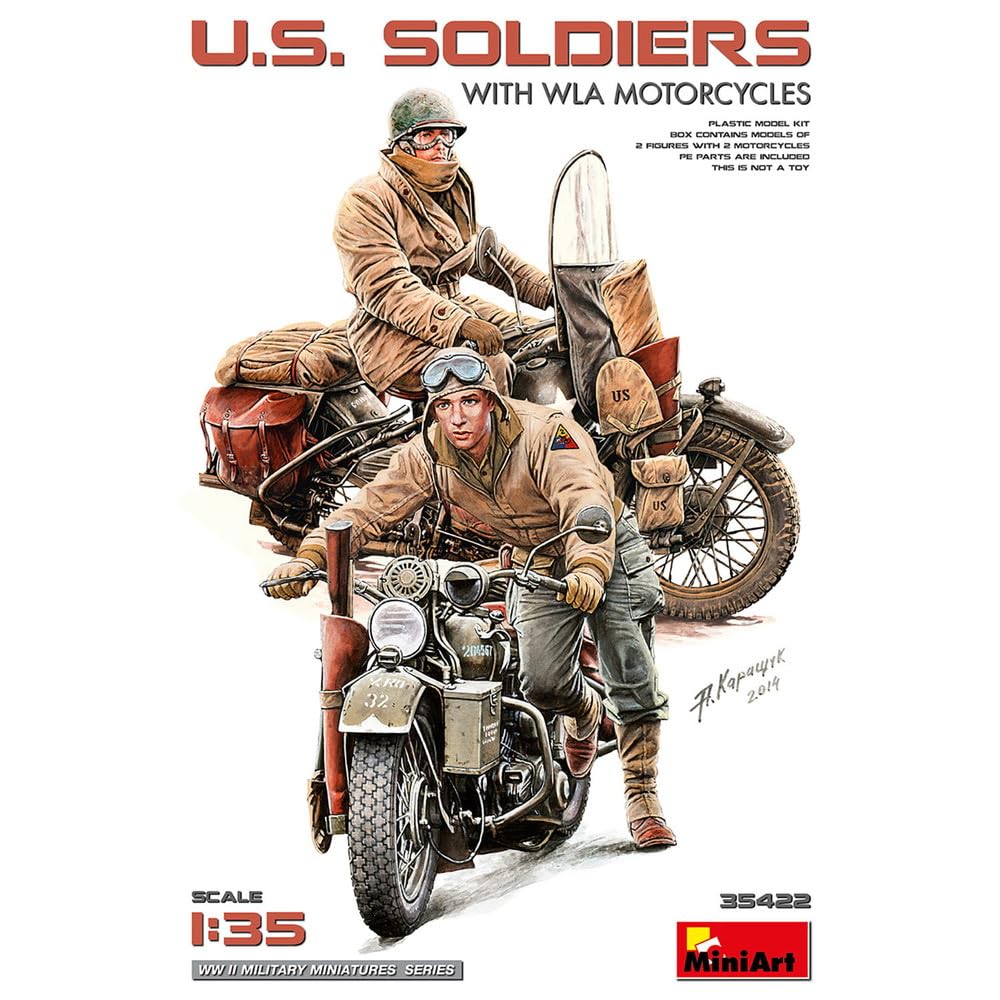 Miniart 1/35 WWII American Military Motorcycle Set with Figures