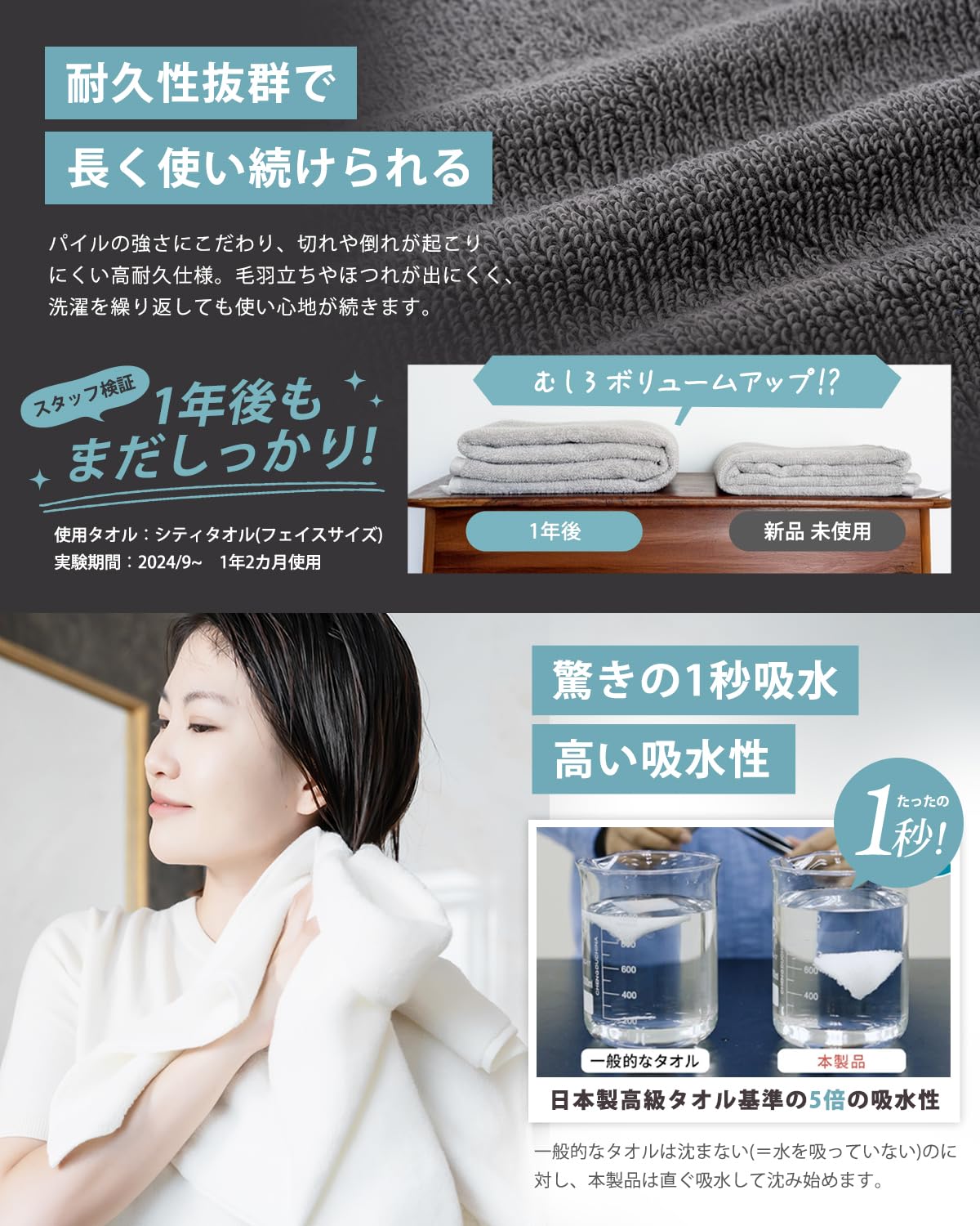 AIFY City Towel Face Towel Thick Quick-Dry 34x80cm Gray