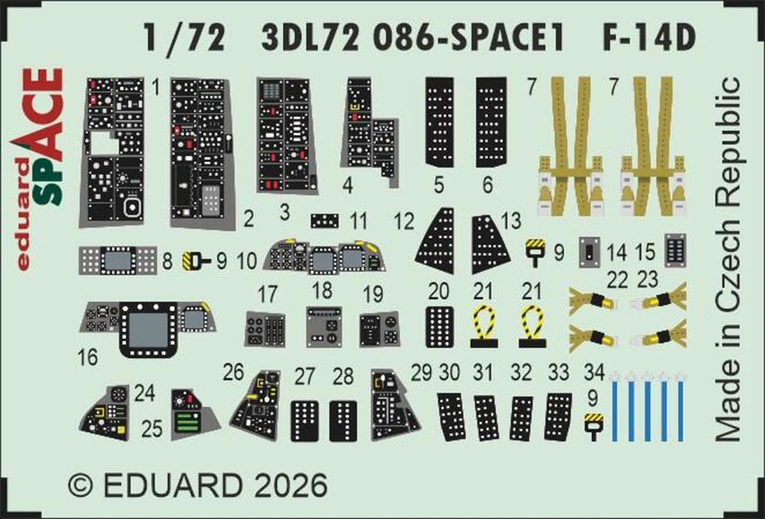 Eduard 1/72 Scale Grumman F-14D Tomcat Model Detail Parts Set