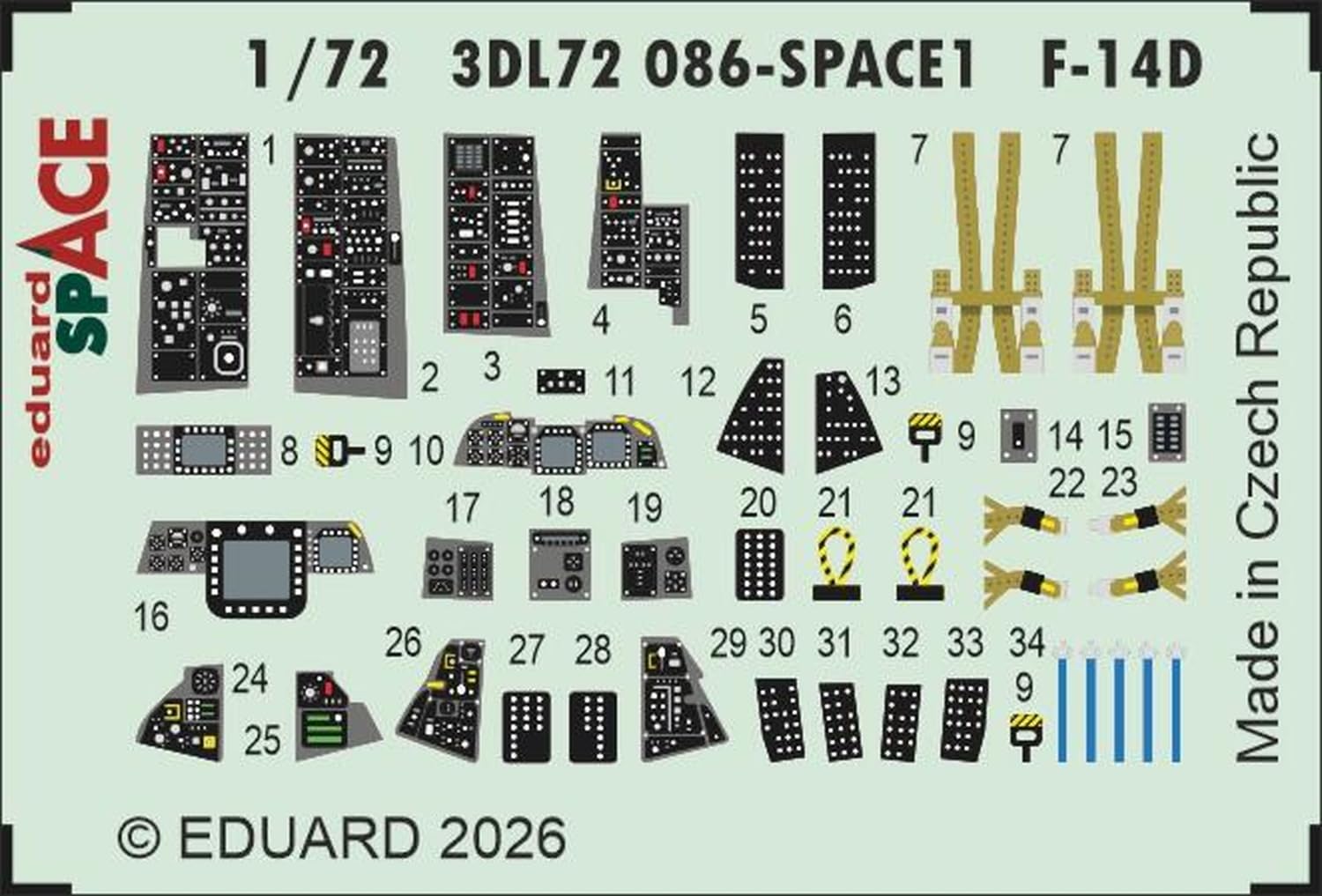 Eduard 1/72 Scale Grumman F-14D Tomcat Model Detail Parts Set