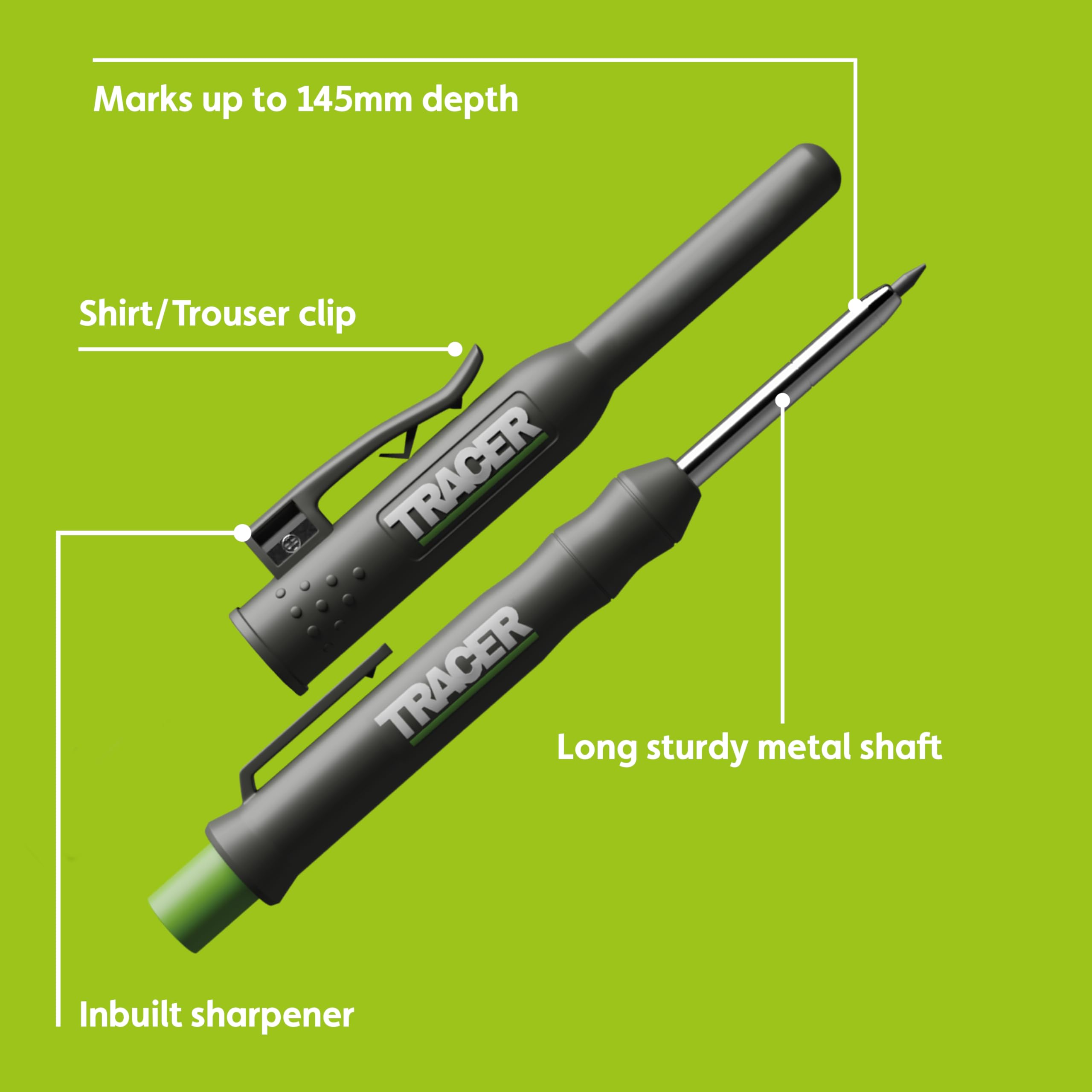Tracer Deep Hole Marker Mechanical Pencil with 6 Leads and Holster
