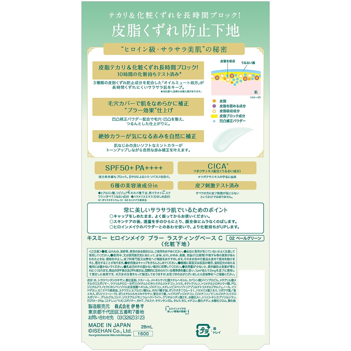 Heroine Make Blurring Lasting Base C 02 Pale Green 30ml