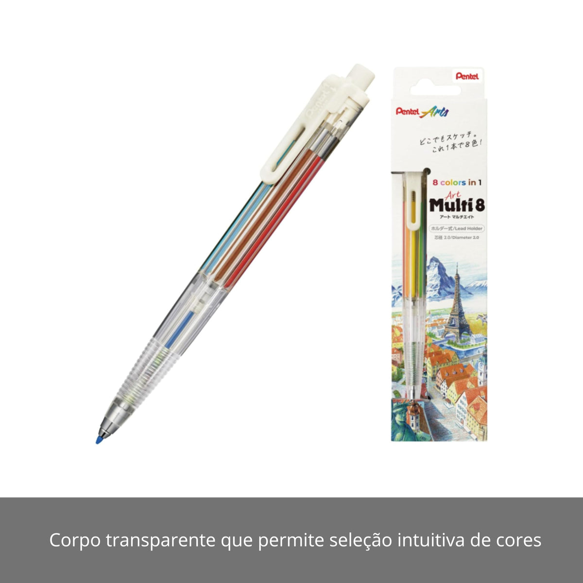 Pentel Art Multi 8 Color Pencil Set with 8 Vibrant Shades