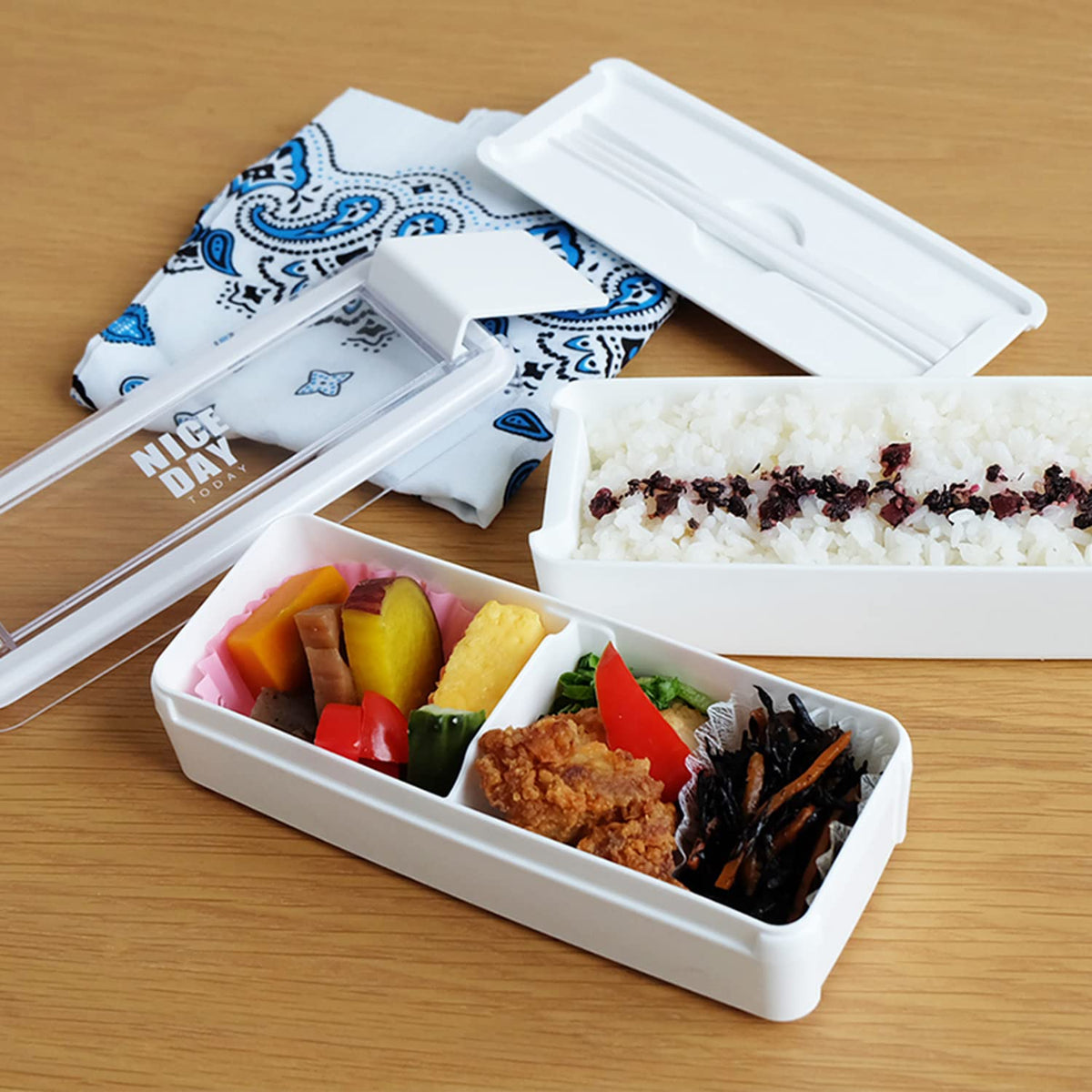 Lustroware Bento Box 680ml Two-Tier Easy Care with Chopsticks