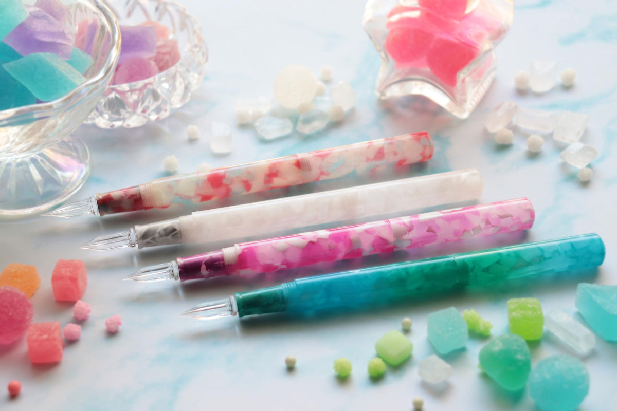 Teranishi Chemical Guitar Glass Pen Aurora Long Cap Jelly Blue