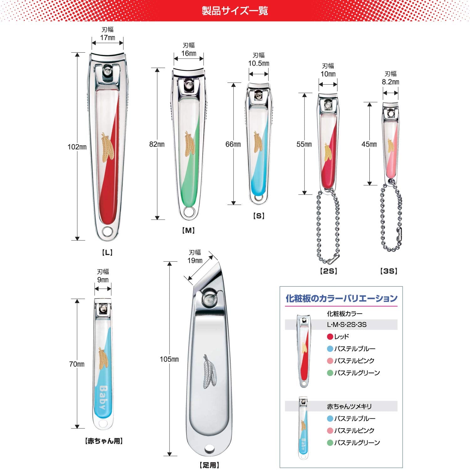 FEATHER Nail Clipper with Safety Keeper for Hands and Feet
