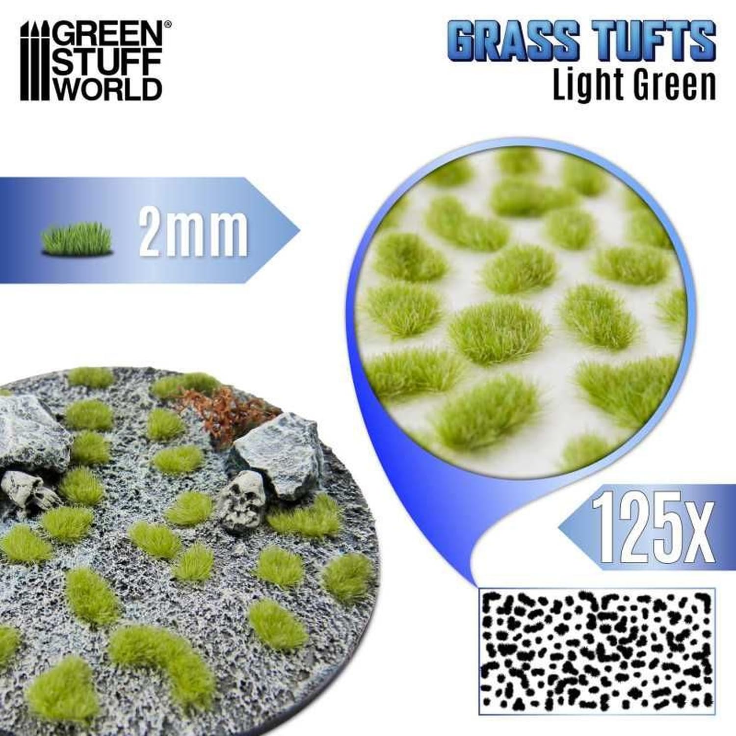 Green Stuff World Grass Tufts 2mm Light Green Hobby Material