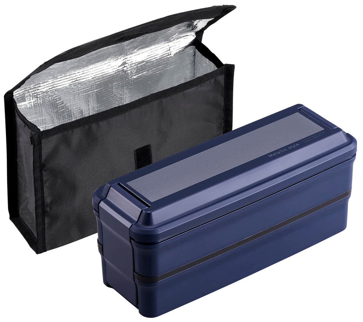 OSK Two-Tier Lunch Box with Insulated Case in Navy