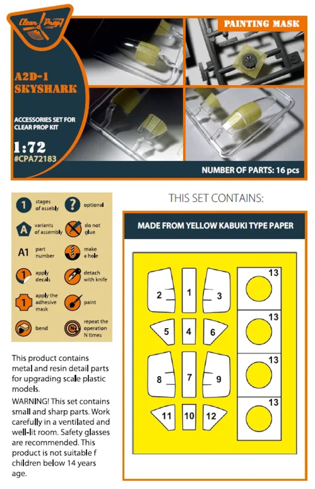 Clear Prop 1/72 A2D-1 Skyshark Paint Masking Seal for Model Kits