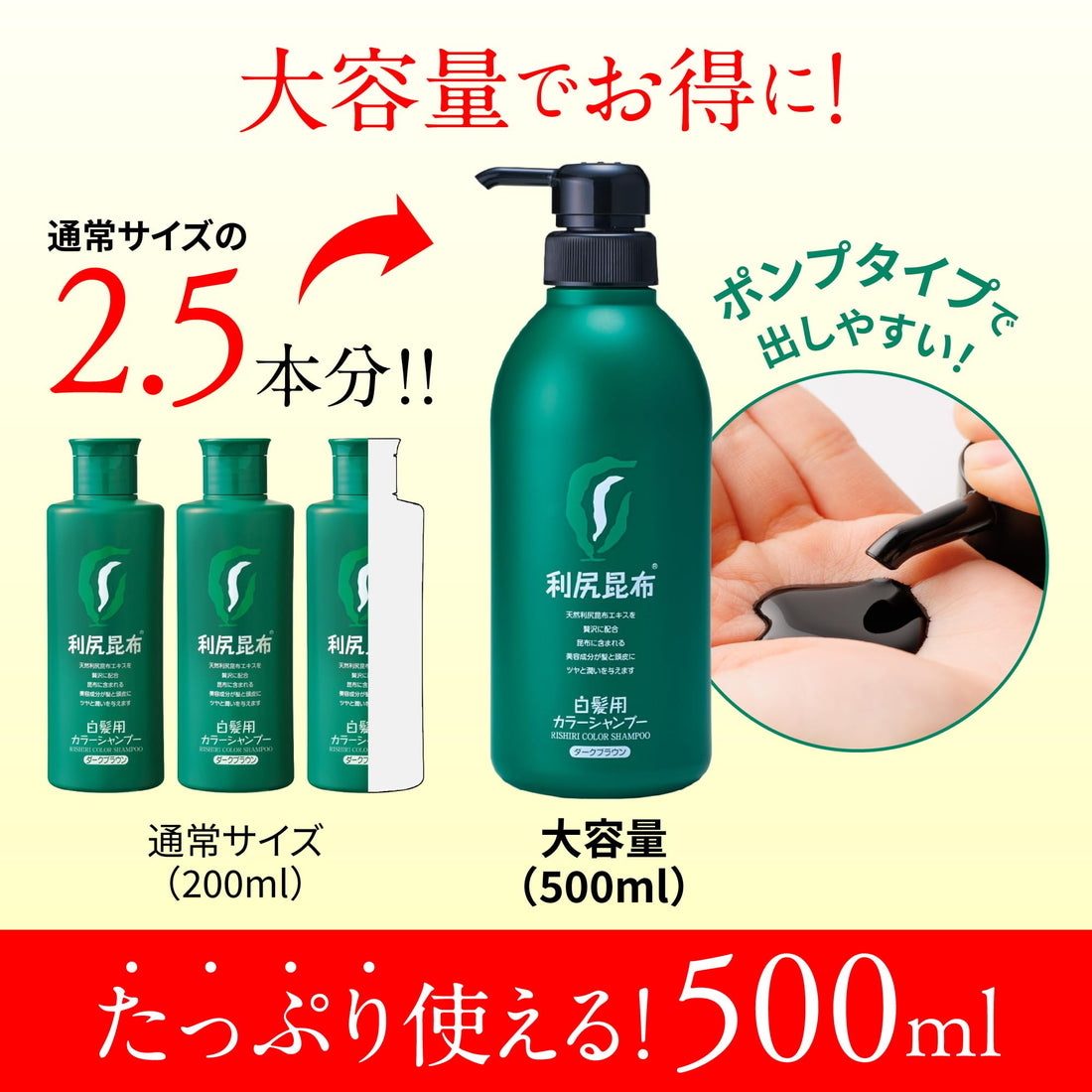 Sastty Hair Color Shampoo for Gray Hair 500ml Natural Brown