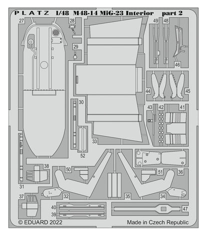 PLATZ 1/48 MiG-23 Flogger Cockpit Etching Parts for Model Kits