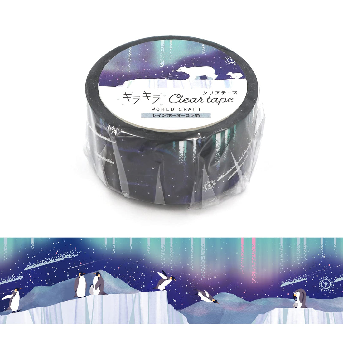 World Craft Glitter Clear Masking Tape 20mm Rainbow Aurora Foil