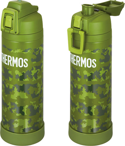 THERMOS Vacuum Insulated Sports Bottle with Strap 1L Olive Camouflage