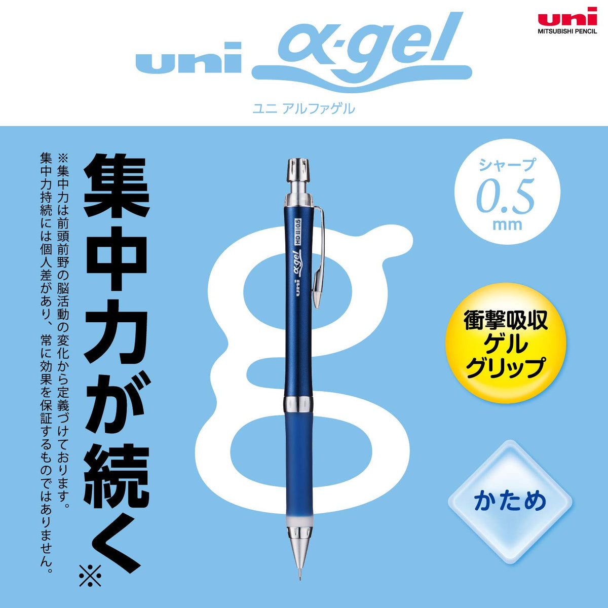 Mitsubishi Pencil Uni Alpha Gel Slim Mechanical Pencil 0.5 Navy