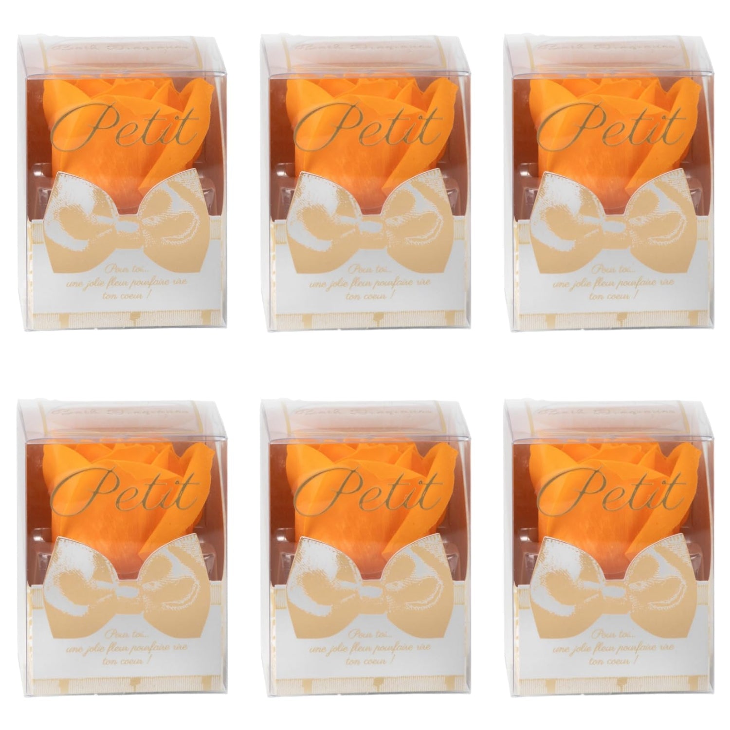 Q-FLA Bath Salt Soap Flower Set 6 Orange Roses for Gifts