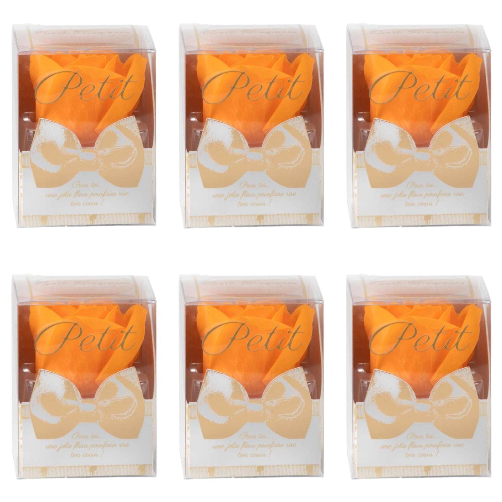 Q-FLA Bath Salt Soap Flower Set 6 Orange Roses for Gifts