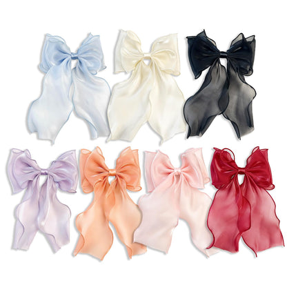G Triger Sheer Ribbon Hair Clip Black Unique Lolita Accessory