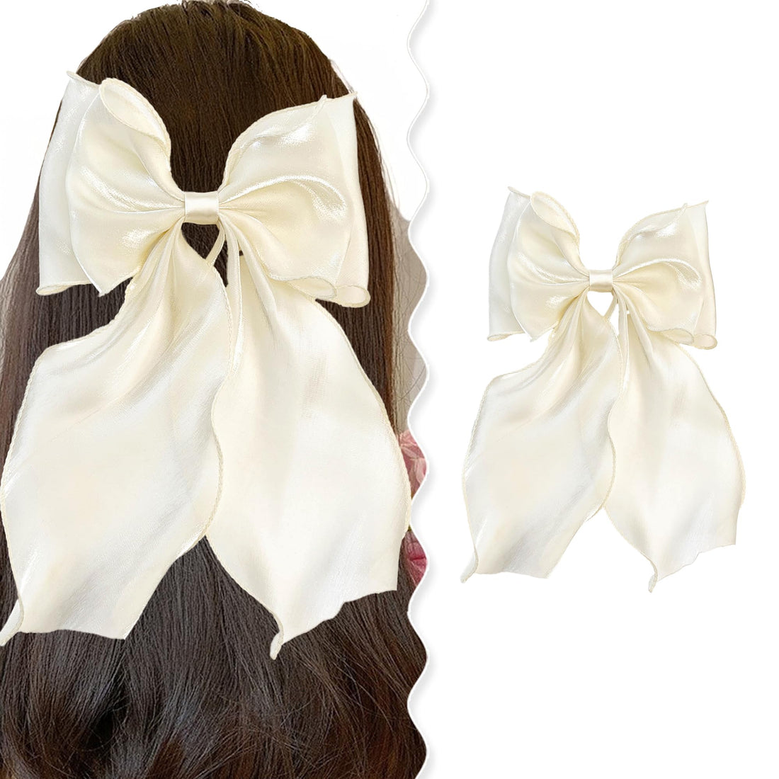 G Triger Sheer Ribbon Hair Clip White for Lolita Style