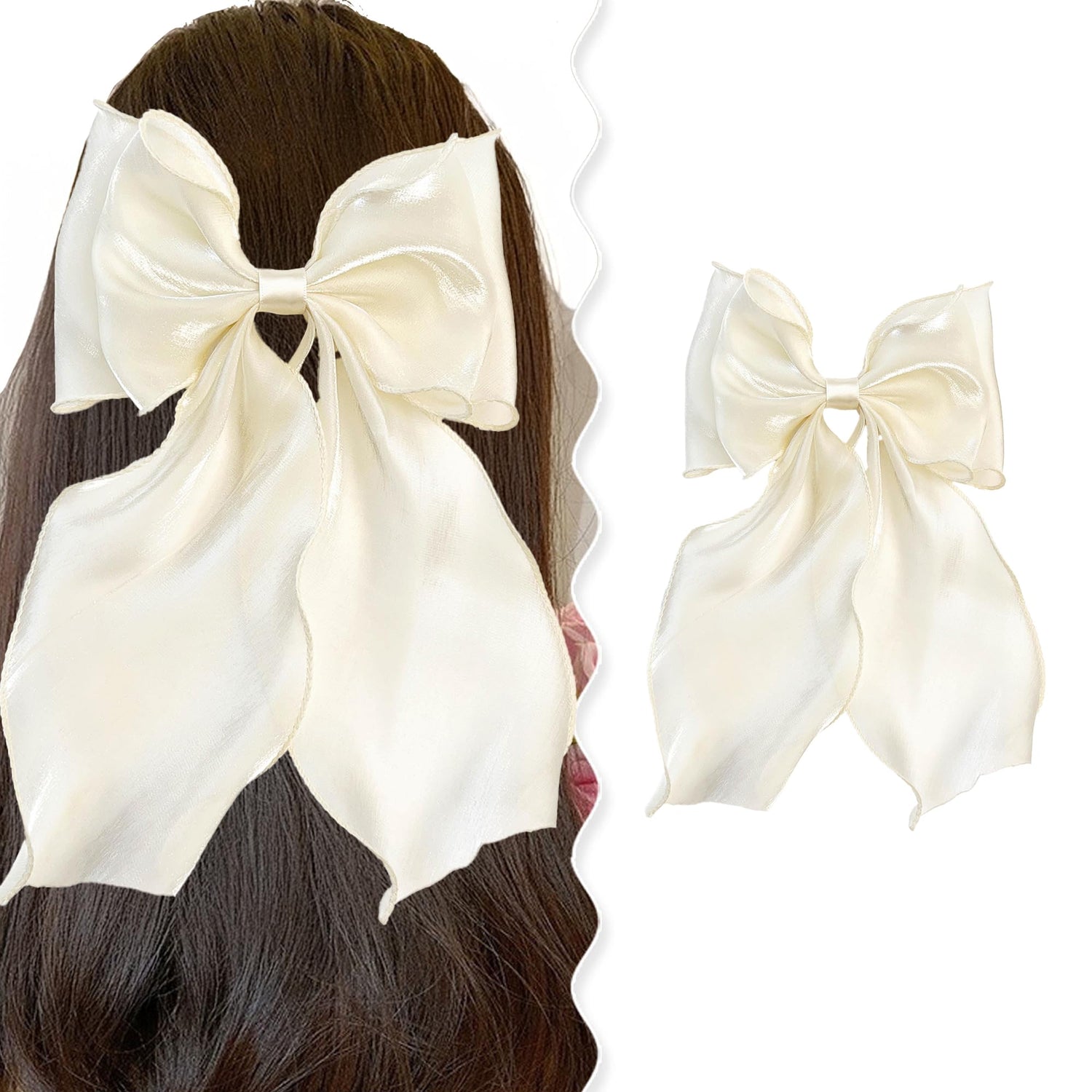G Triger Sheer Ribbon Hair Clip White for Lolita Style