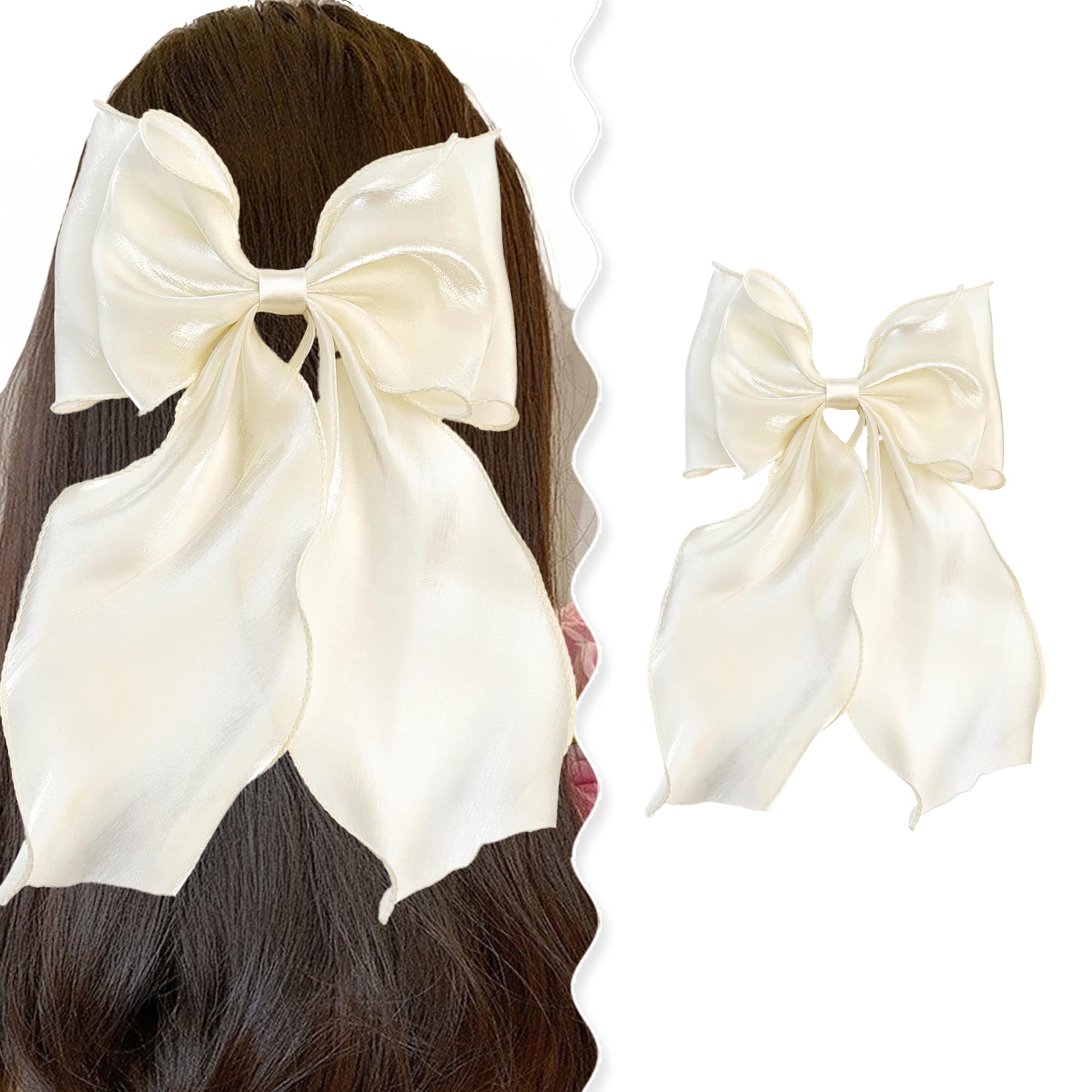 G Triger Sheer Ribbon Hair Clip White for Lolita Style