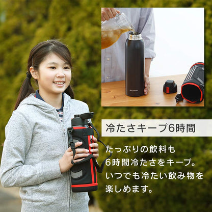 IRIS OHYAMA Sports Bottle 1500ml with One-Touch Open Red