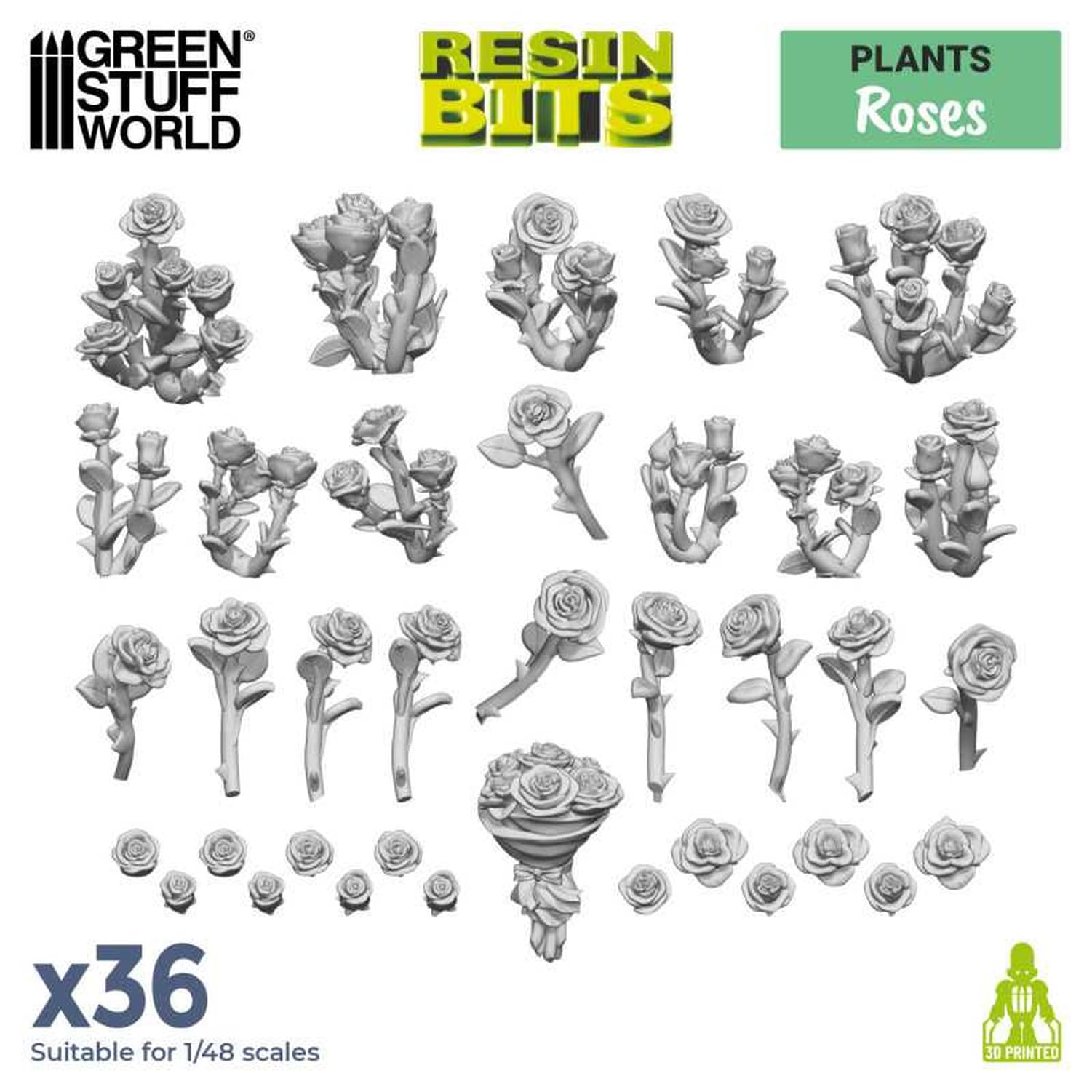 Green Stuff World Non-Scale 3D Printed Rose Model Kit