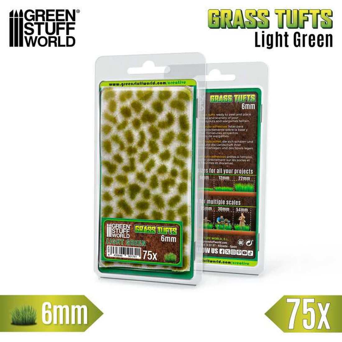 Green Stuff World Grass Tuft 6mm Light Green Hobby Material