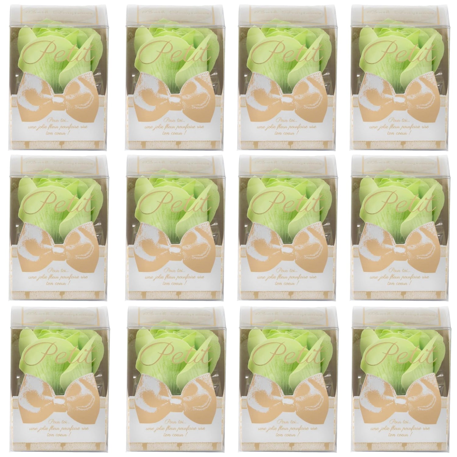 Q-FLA Bath Soak Soap Flower Set for Gifts 12 Pieces Green