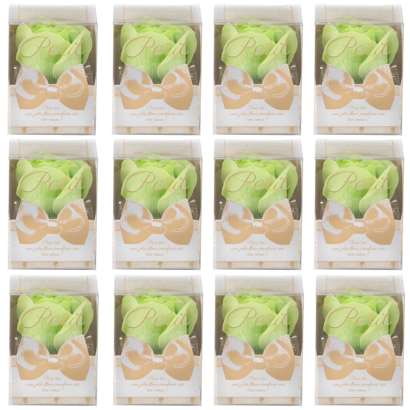 Q-FLA Bath Soak Soap Flower Set for Gifts 12 Pieces Green