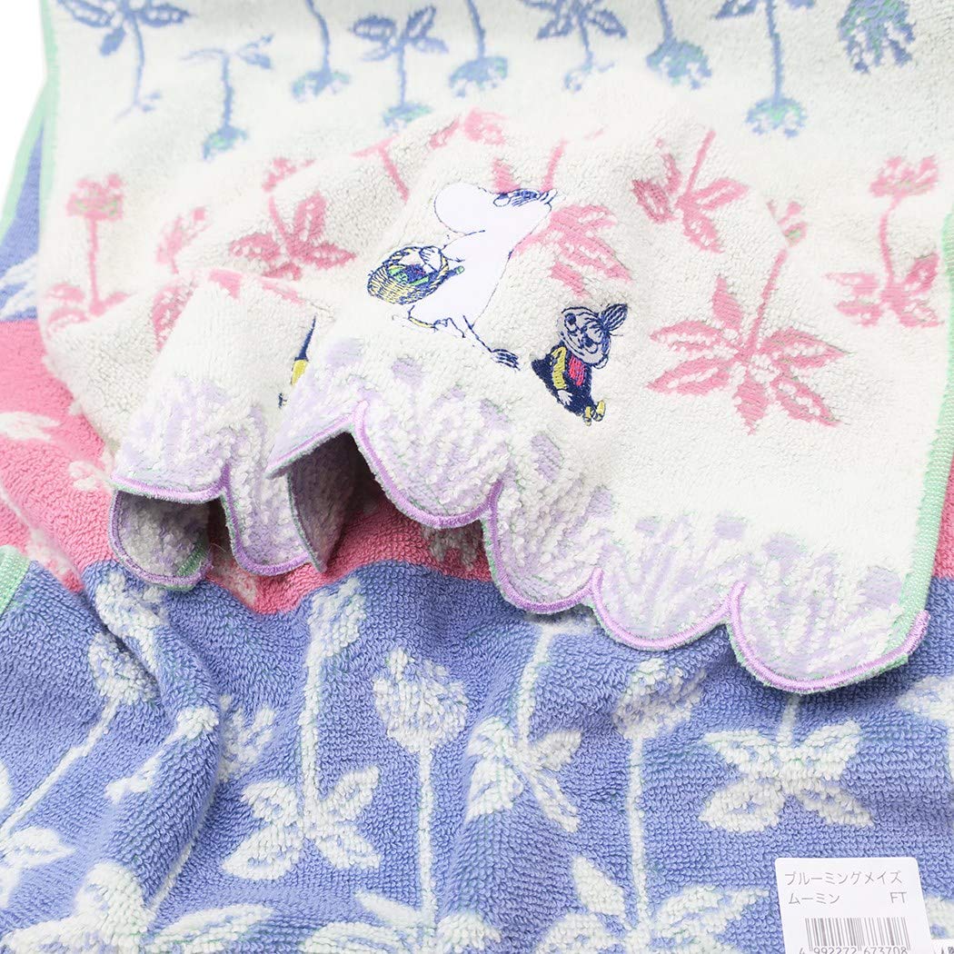 Marushin Face Towel Moomin Blooming Maze 34x80cm with Applique Embroidery