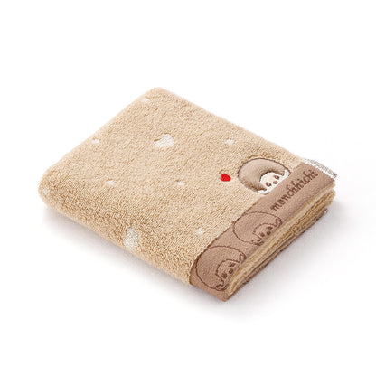 Monchhichi Dot Heart Face Towel Brown Soft and Cute 34x80cm