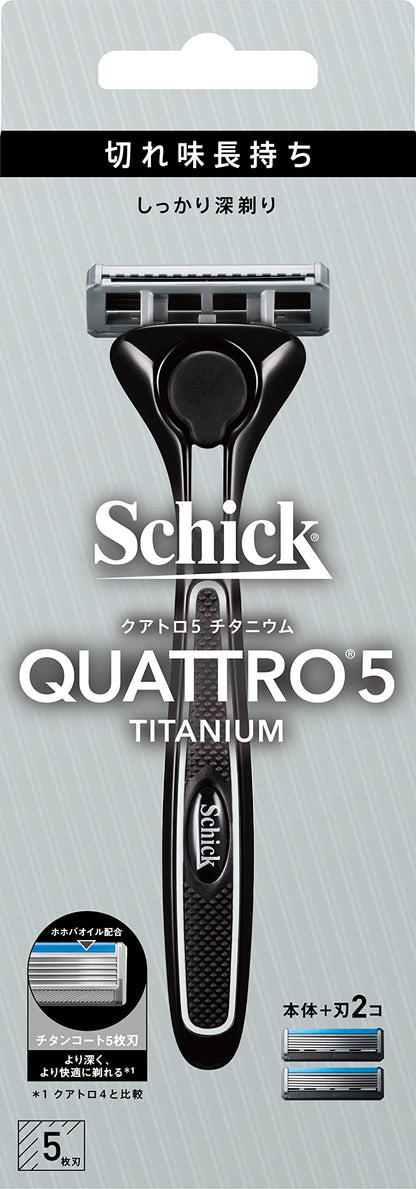 Schick Quattro 5 Titanium Razor with 5 Blades and Replacement Cartridge