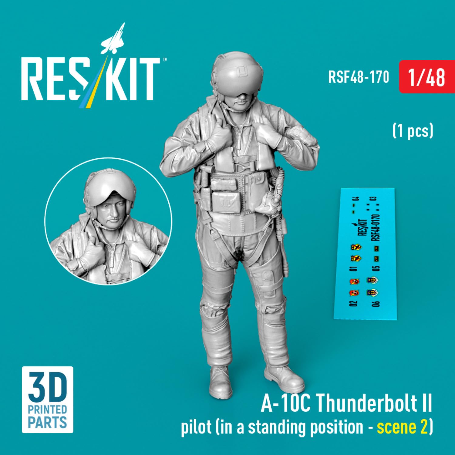 Reskit 1/48 A-10C Thunderbolt II Pilot Figure Resin Kit