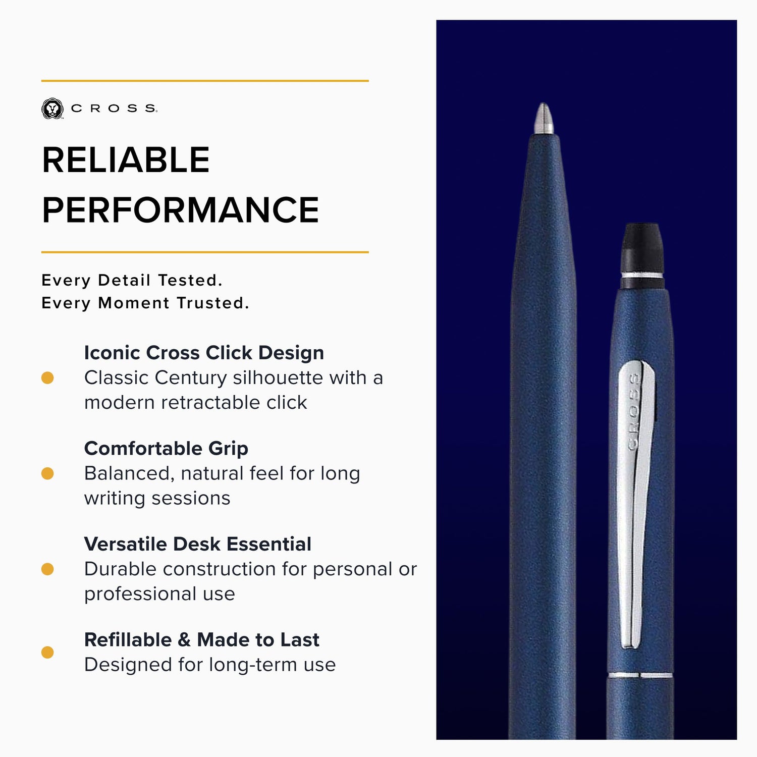 Cross Ballpoint Pen Midnight Blue Click Design