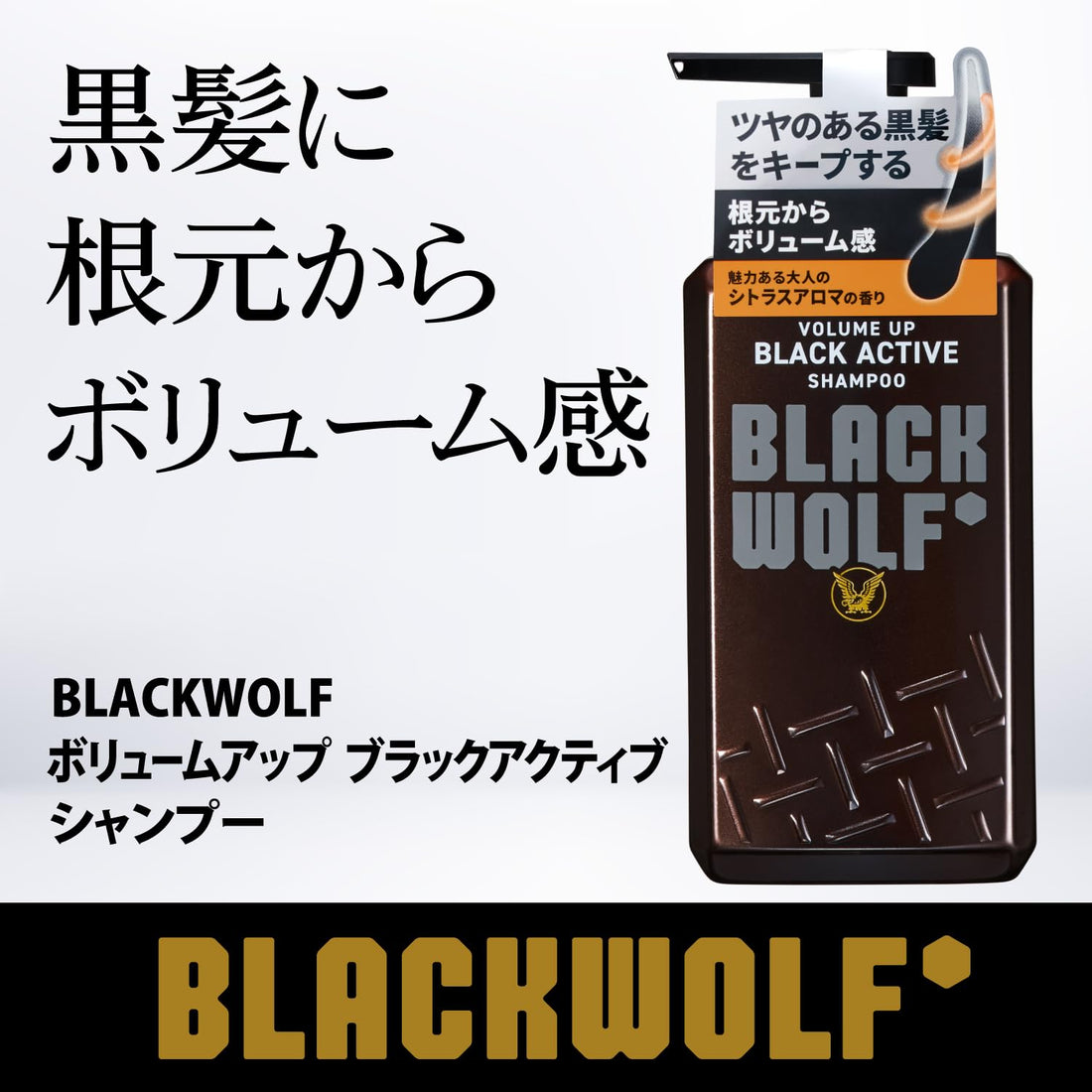 BLACK WOLF Volume Up Black Active Shampoo 380mL Citrus Aroma