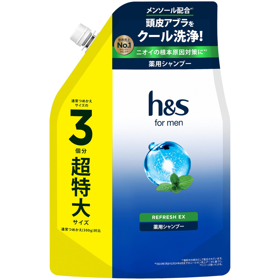 h&amp;s for men Refreshing Shampoo 900g for Oily Scalp and Odor