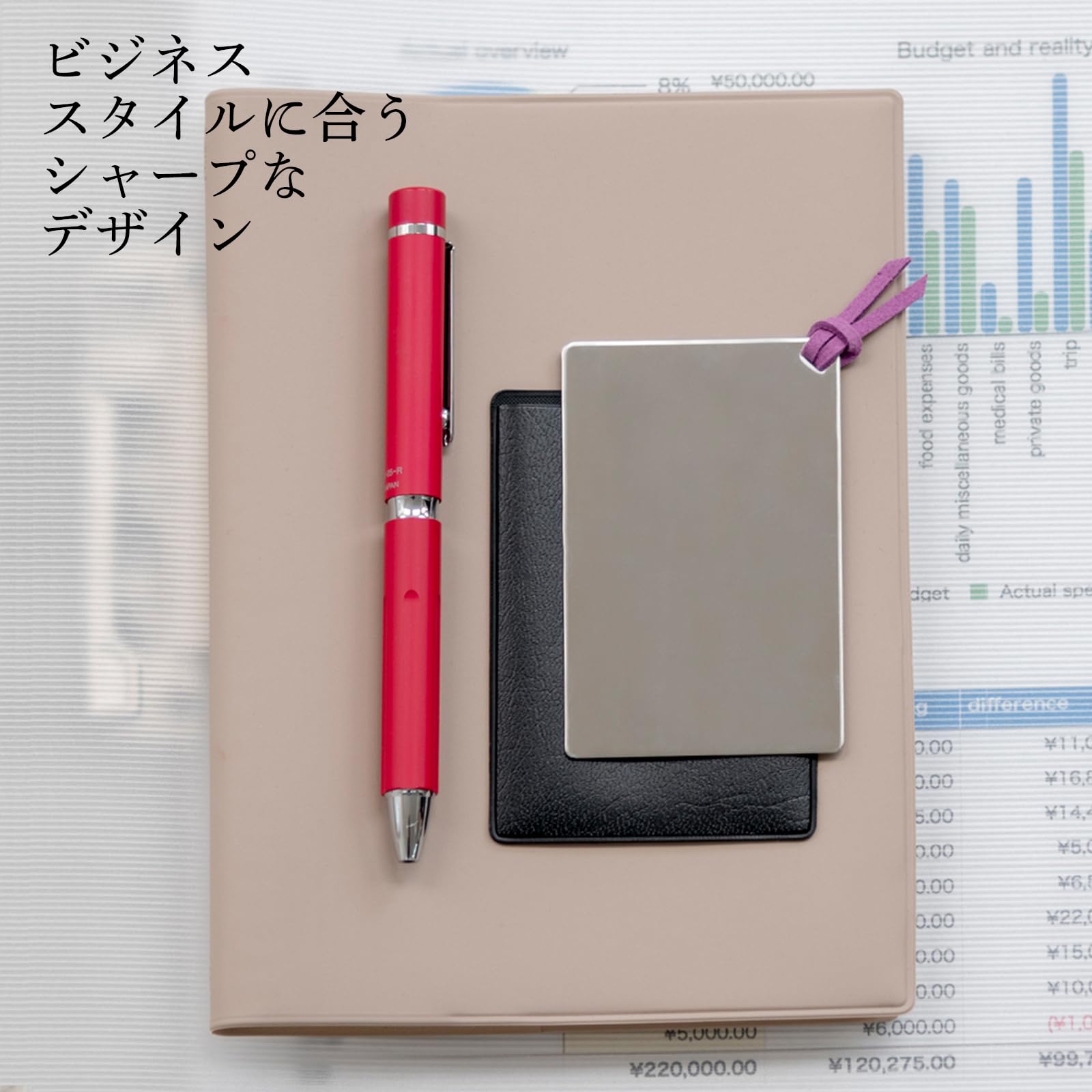 Horiuchi Kagami Stainless Steel Card Mirror with Purple Cord