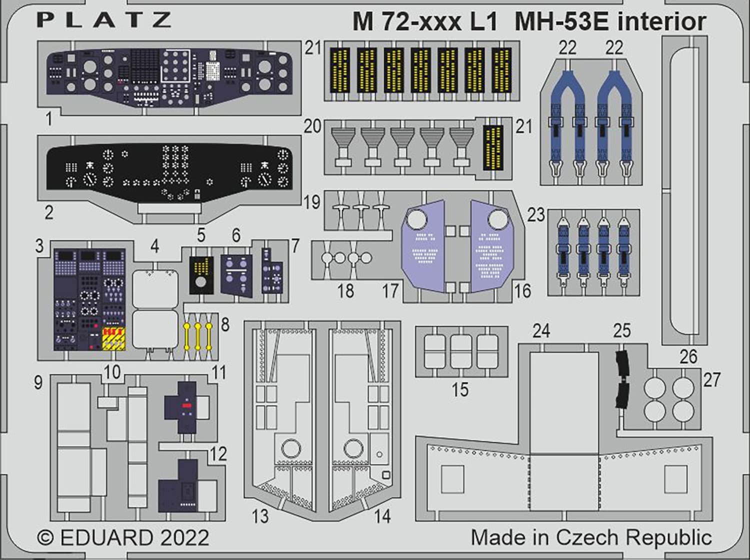 PLATZ 1/72 MH-53E Sea Dragon Cockpit Detail Parts Set