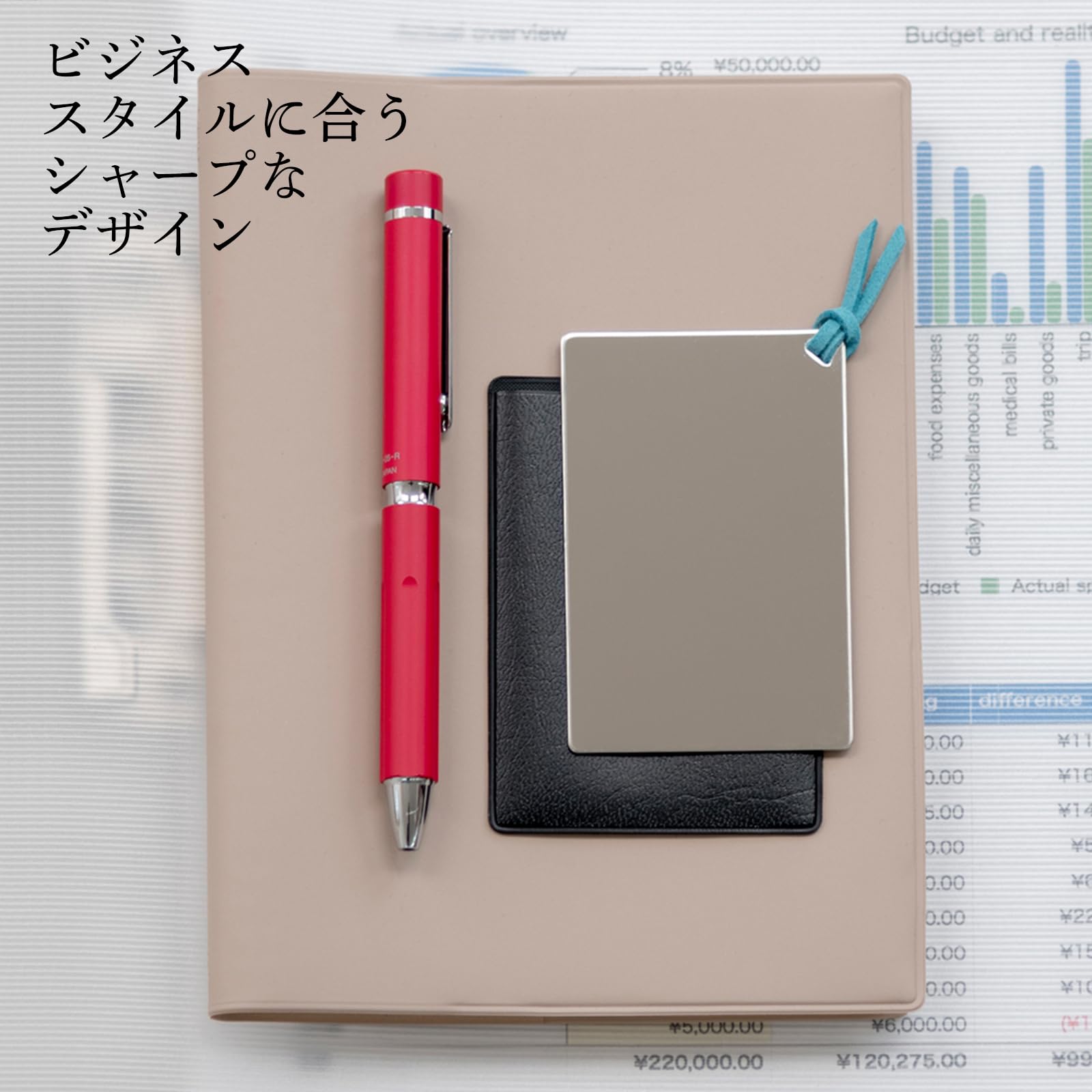 HORIUCHI KAGAMI KOUGYOU Stainless Steel Card Mirror with Blue Cord
