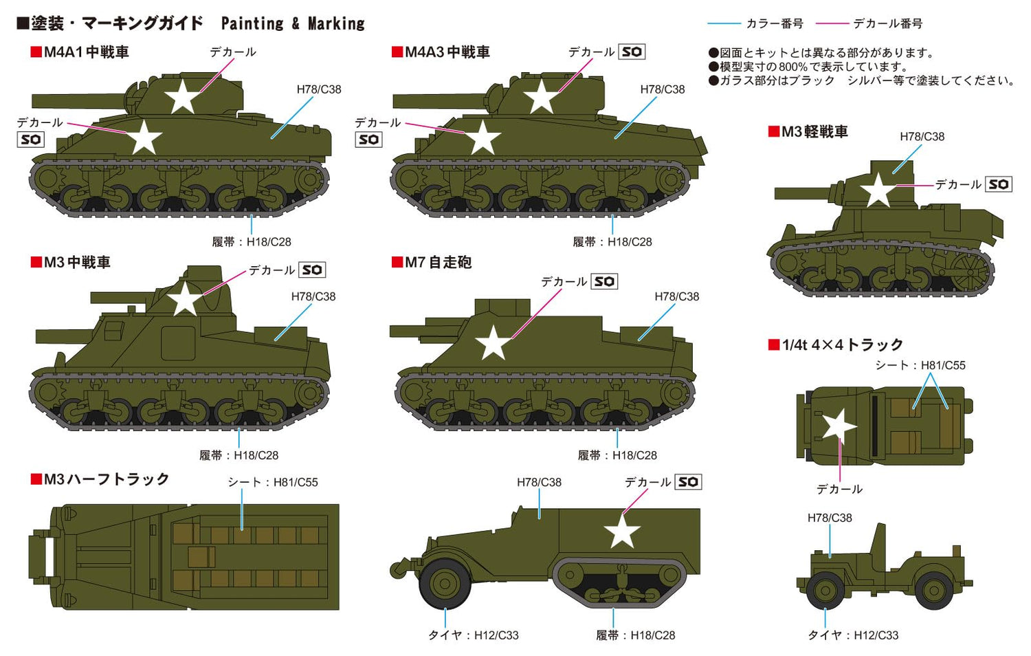 PIT-ROAD 1/700 MI Series WWII American Military Vehicle Set 1 Model Kit