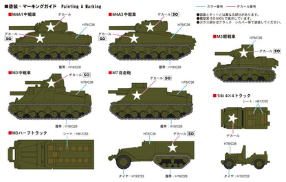 PIT-ROAD 1/700 MI Series WWII American Military Vehicle Set 1 Model Kit