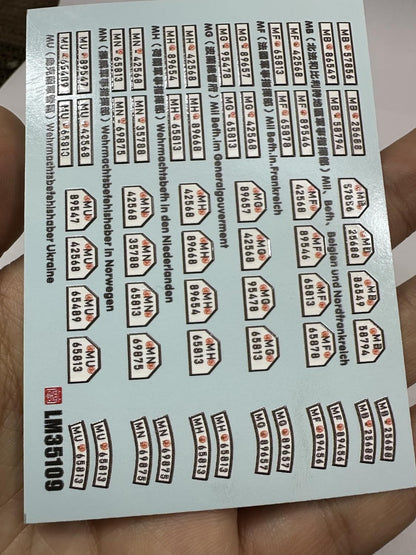 Lanmo Model 1/35 German Command Vehicle Number Plate 3D Color Sticker