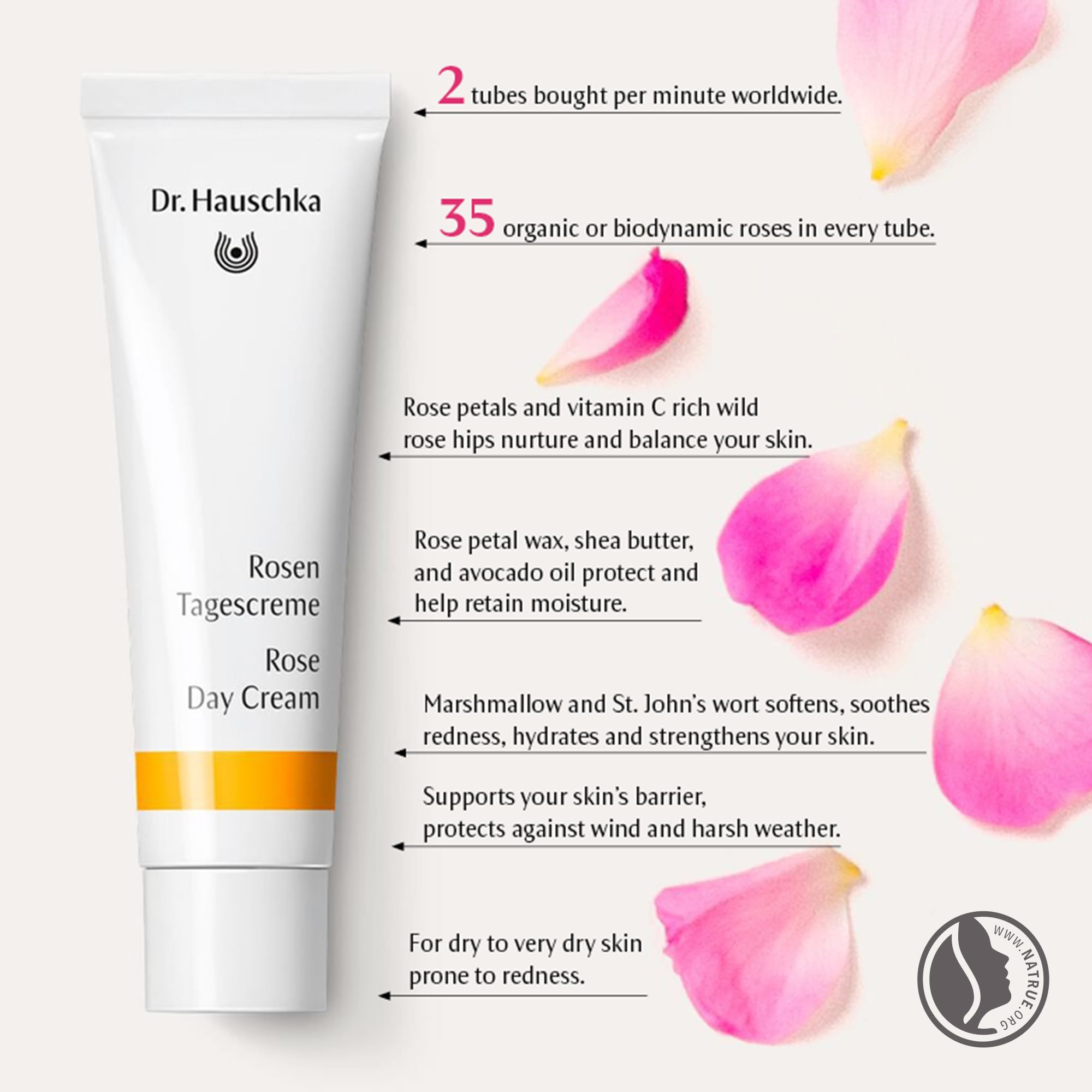 Dr. Hauschka Rose Day Cream 30mL Gentle Moisturizer for All Skin Types