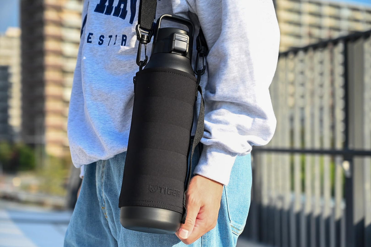 TIGER Vacuum Insulated Bottle 1.2L with Strap and Washable Pouch