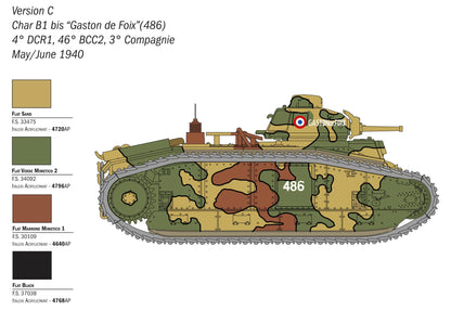 Italeri 1/56 Scale WWII French B1 bis Heavy Tank Model Kit