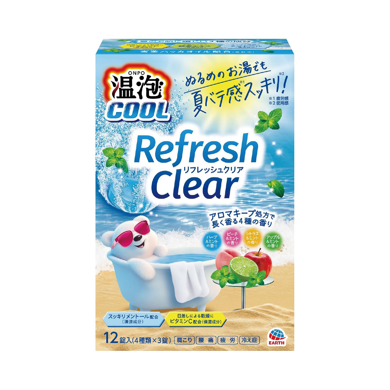 Onpo Refreshing Clear Bath Bombs with Menthol 12 Tablets