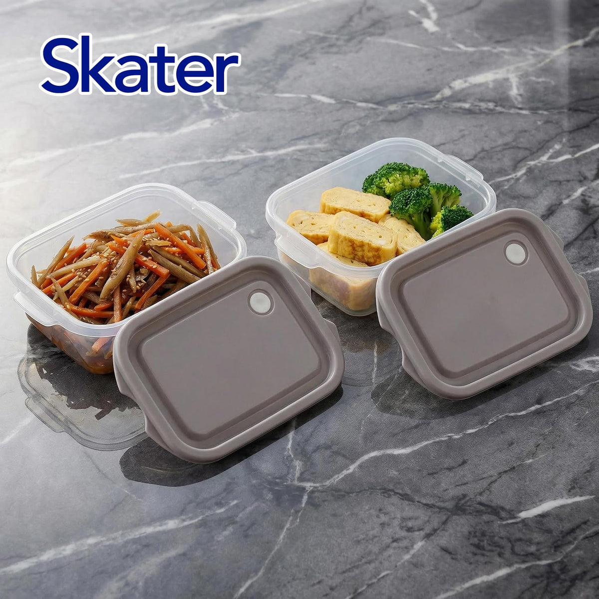 Skater Seal Container Set 500ml Smoky Gray Made in Japan