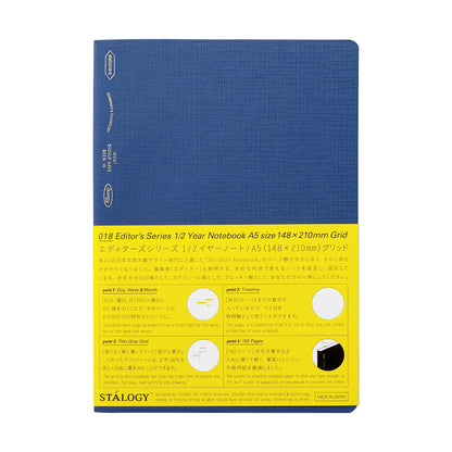 Nitoms STALOGY A5 Graph Notebook Lake Blue for Everyday Use