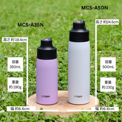 TIGER Stainless Steel Water Bottle with Straw 350ml for Everyday Use