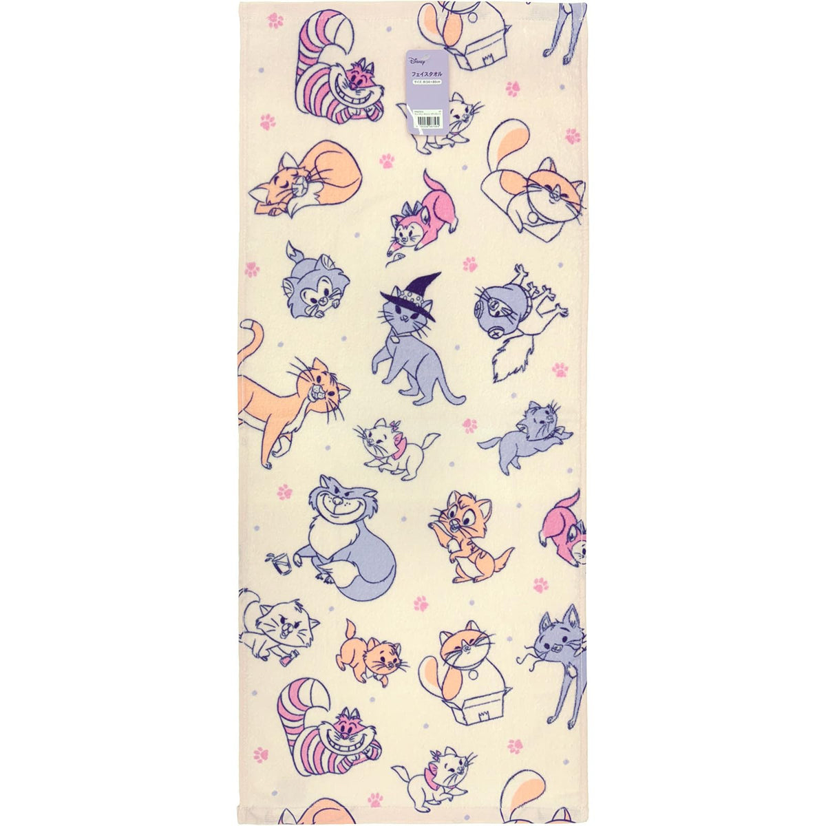 Hayashi Face Towel Disney Cute Cat 34x80cm Soft and Absorbent